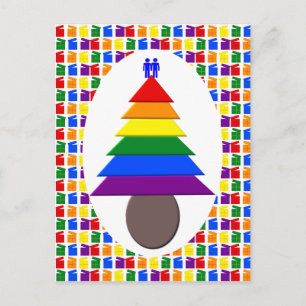 Carte Postale Hommes gais Arbre de Noël arc-en-ciel et présente