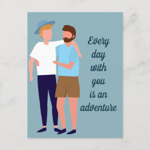 Carte Postale Hommes gais Couple dans Love Anniversaire Citation