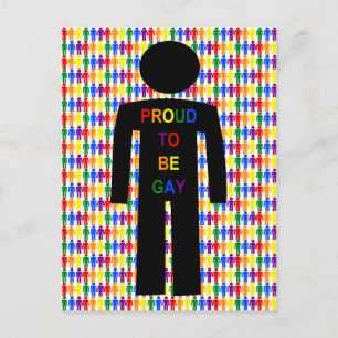 Carte Postale Hommes gays LGBTQ Silhouette et arc-en-ciel