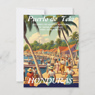 Carte Postale  Honduras Puerto Tela Retro poster