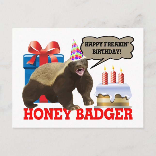Carte Postale Honey Badger Joyeux anniversaire de Freakin' (Devant)