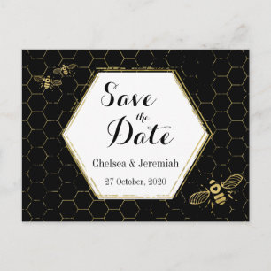 Carte Postale Honey Bee Black Gold Save the Date Postcard