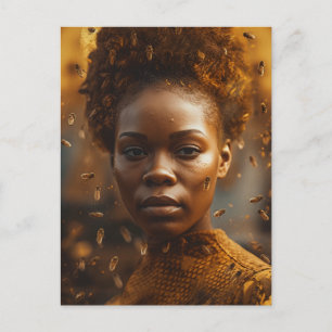 Carte Postale Honey Bee Woman habillée en or