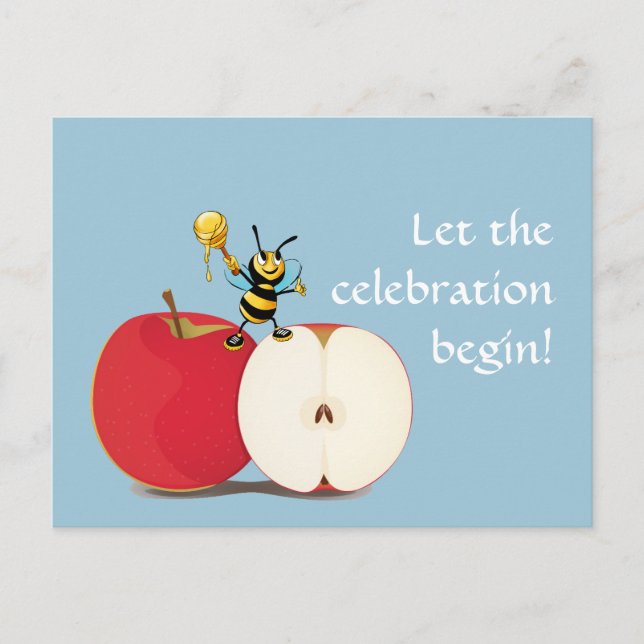 Carte Postale Honeybee Apple Rosh HaShana (Devant)