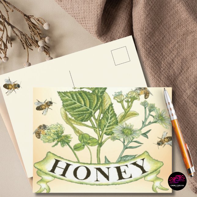 Carte Postale Honeybee Haven (Vintage honeybee art, designed to travel beautifully.)