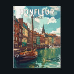 Carte Postale Honfleur France Travel Art Vintage<br><div class="desc">Design de voyage vectoriel rétro Honfleur. Honfleur est une ville du département du Calvados,  dans la région normande du nord de la France. C'est sur l'estuaire que la Seine rencontre la Manche.</div>
