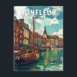 Carte Postale Honfleur France Travel Art Vintage<br><div class="desc">Design de voyage vectoriel rétro Honfleur. Honfleur est une ville du département du Calvados,  dans la région normande du nord de la France. C'est sur l'estuaire que la Seine rencontre la Manche.</div>