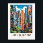 Carte Postale Hong Kong China Apartments Travel Art Vintage<br><div class="desc">Modèle de déplacement vectoriel rétro de Hong Kong. A Blend of East and West : Hong Kong se targue d'un mélange captivant d'influences chinoises et occidentales.</div>