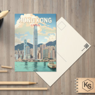 Carte Postale Hong Kong China Travel Art Vintage