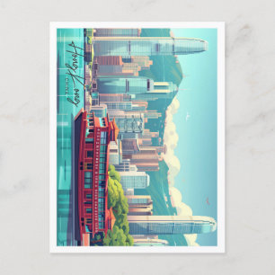 Carte Postale Hong Kong Chine Art Travel Place illustration