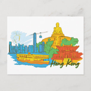 Carte Postale Hong Kong, Chine Célèbre Ville