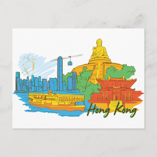 Carte Postale Hong Kong, Chine Célèbre Ville (Devant)