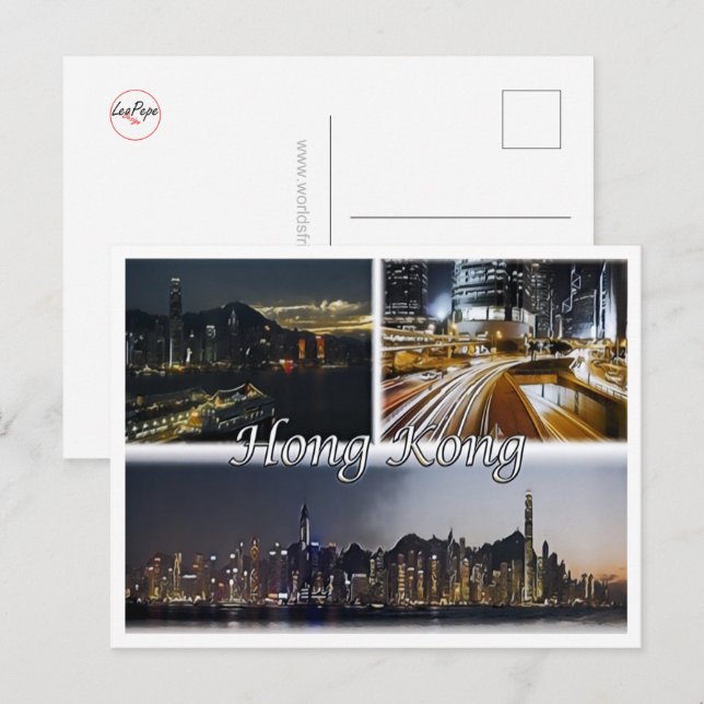 Carte Postale Hong Kong - Mosaïque - (Devant / Derrière)