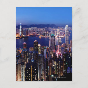 Carte Postale Hong Kong Victoria Harbour la nuit