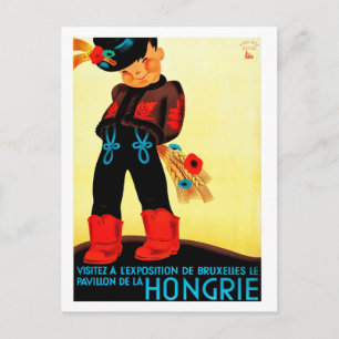 Carte Postale Hongrie, garçon hongrois en costume folklorique, v