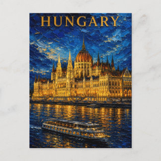 Carte Postale Hongrie : Nuit Glow Budapest Art Souvenir