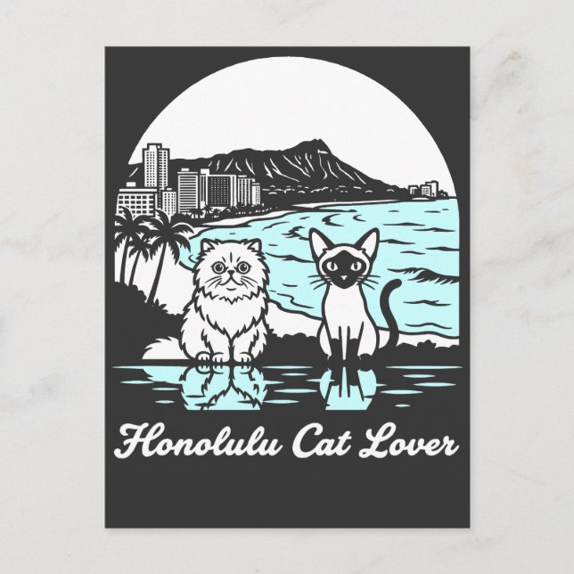 Carte Postale Honolulu City Hawaii Cat Lover (Devant)