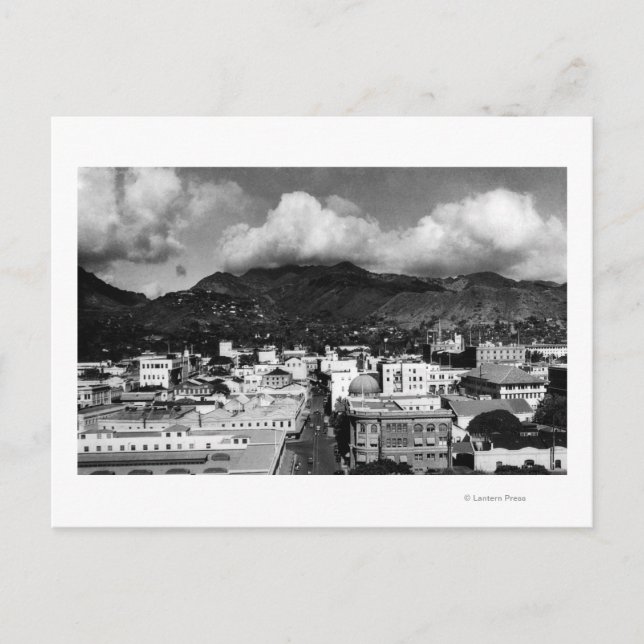 Carte Postale Honolulu, HA - Vue de la ville depuis la tour Aloh (Devant)