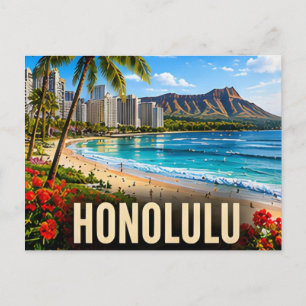 Carte Postale Honolulu Hawaï États-Unis Plage Waikiki Pacifique