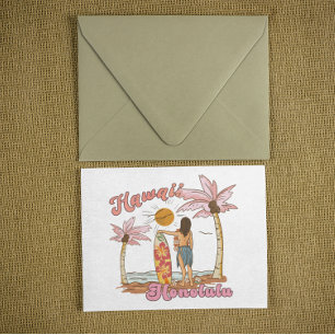 Carte Postale Honolulu Hawaï Surf Rétro Plage Tropicale