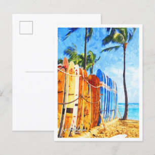 Carte Postale Honolulu Hawaii Beau paysage aquarelle