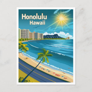 Carte Postale Honolulu Hawaii - Vintage voyage de vue côtière