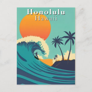 Carte Postale Honolulu Hawaii Voyage Vintage de surf