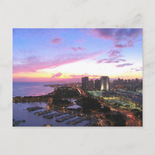Carte Postale Honolulu, paysage urbain Coucher de soleil Hawaii