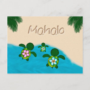 Carte Postale Honu Baby BOY Sea TURTLE Merci Boys Blue #281