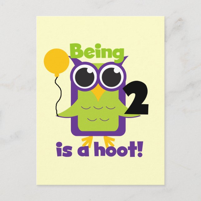 Carte Postale Hoot Owl 2e anniversaire T-shirts et cadeaux (Devant)