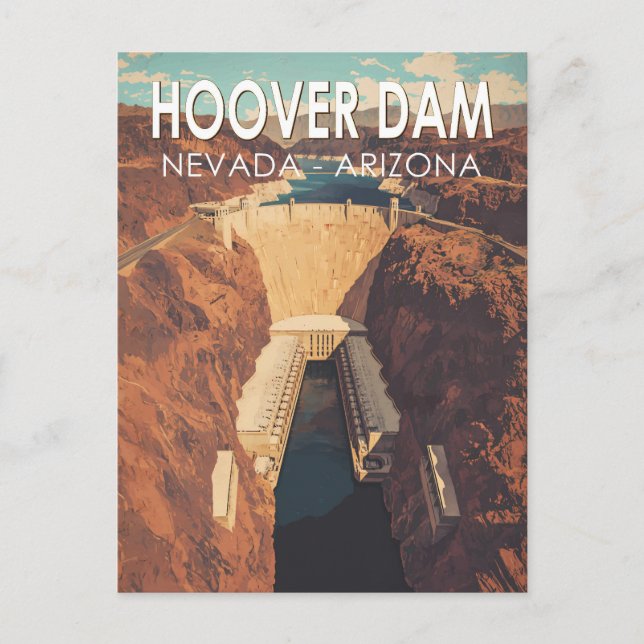 Carte Postale Hoover Dam Travel Art Vintage (Devant)