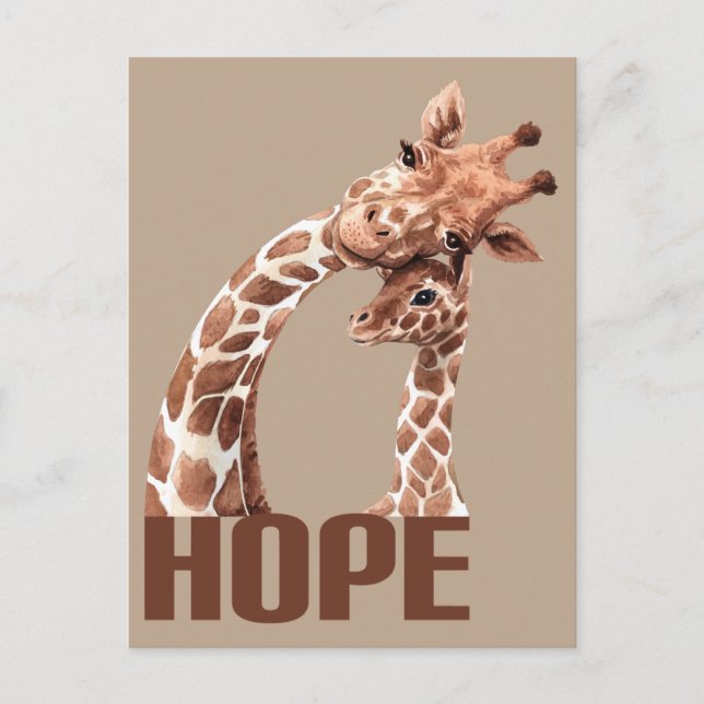 Carte Postale Hope adorable maman et bébé Giraffe (Devant)