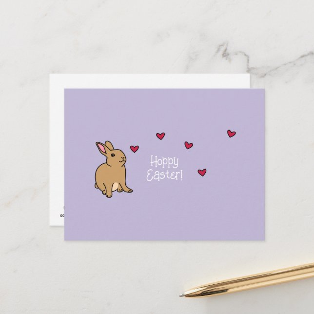 Carte Postale "Hoppy Easter" Punny Bunny Postcard (Devant/Arrière en situation)