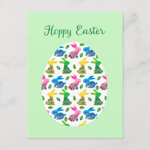 Carte Postale Hoppy Paster Bunnies minuscule vert