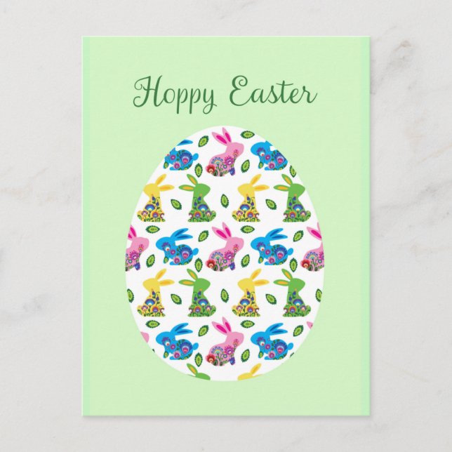 Carte Postale Hoppy Paster Bunnies minuscule vert (Devant)