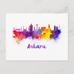 Carte Postale Horizon d'Ankara en aquarelle