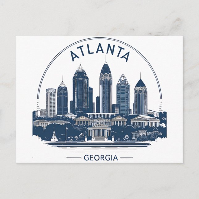 Carte Postale Horizon d'Atlanta Géorgie (Devant)