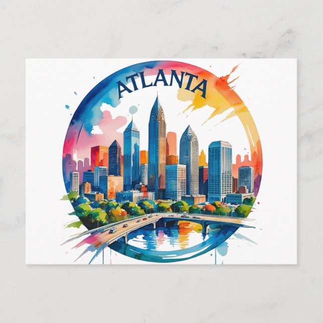 Carte Postale Horizon d'Atlanta Géorgie (Devant)