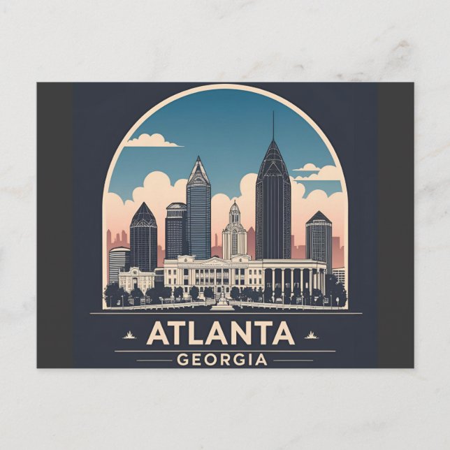 Carte Postale Horizon d'Atlanta Géorgie (Devant)