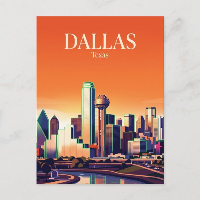 Carte Postale Horizon de Dallas USA (Devant)