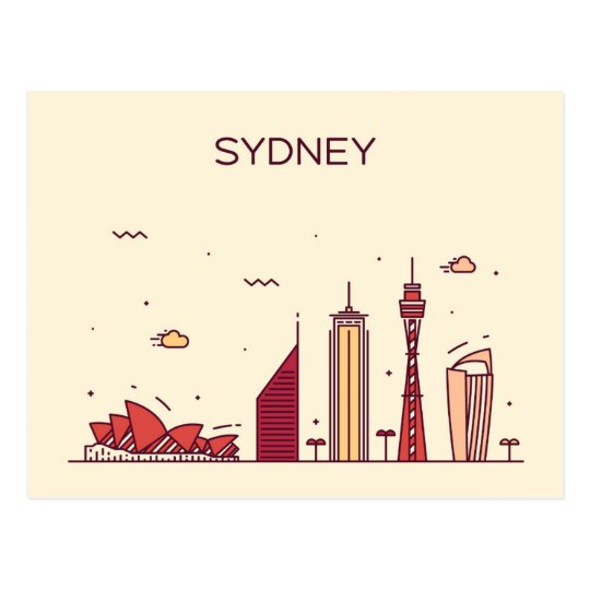 Carte Postale Horizon De Griffonnage De Sydney Australie Zazzle Fr