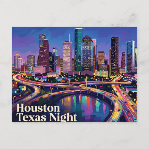 Carte Postale Horizon de Houston la nuit Texas
