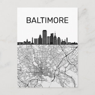 Carte Postale Horizon de la ville de Baltimore dans le Maryland 