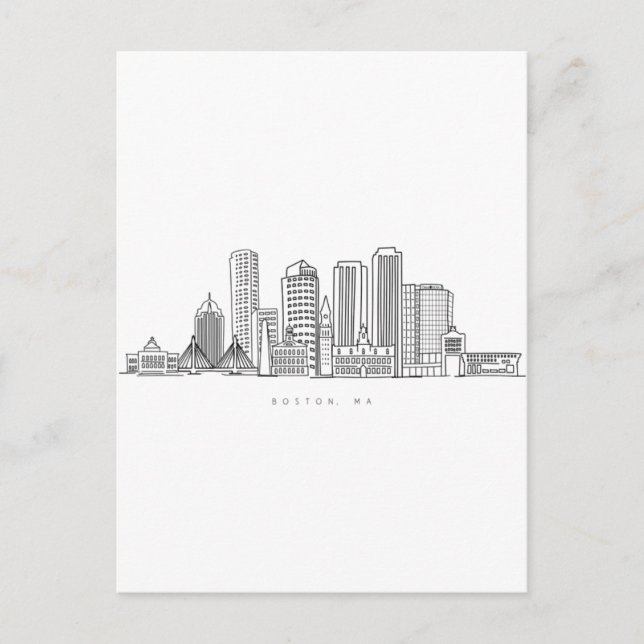 Carte Postale Horizon de la ville de Boston, horizon de Boston m (Devant)
