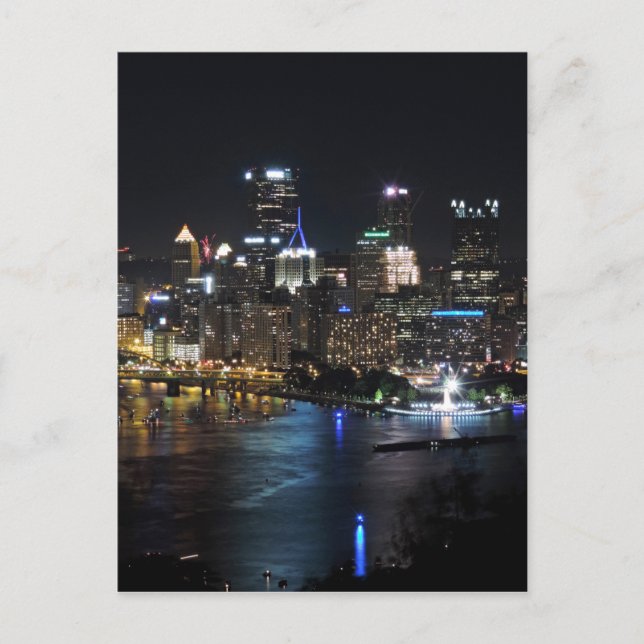 Carte Postale Horizon de Pittsburgh la nuit (Devant)