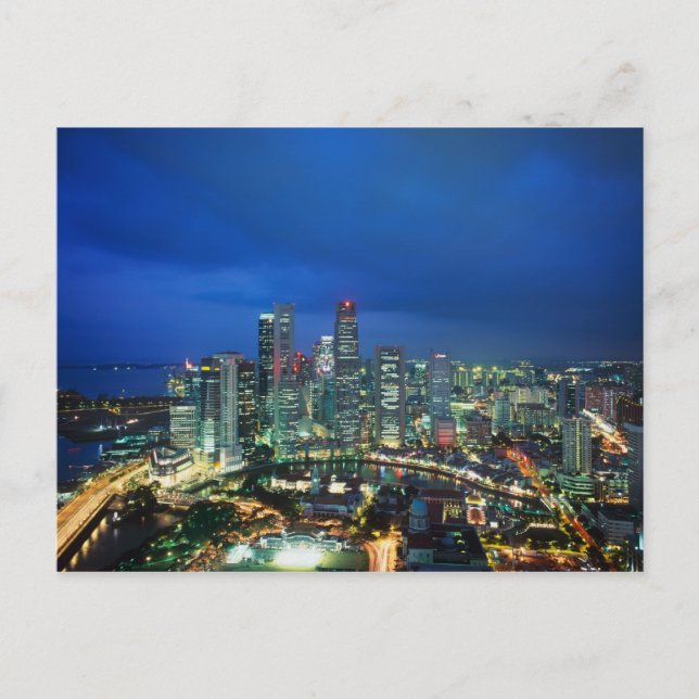 Carte Postale Horizon de Singapour la nuit, Singapour (Devant)
