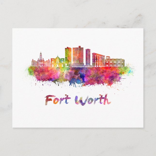 Carte Postale Horizon Fort Worth V2 en aquarelle (Devant)
