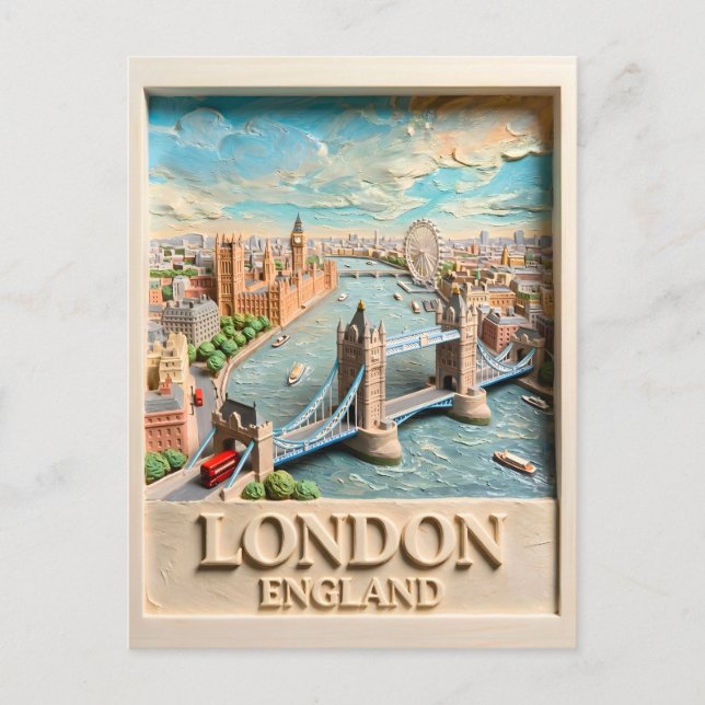 Carte Postale Horizon Texturé de Londres Angleterre Art de Voyag (Devant)