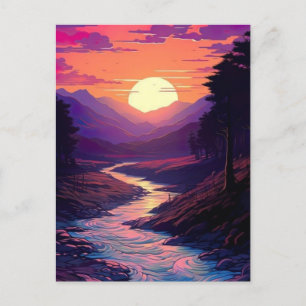Carte Postale Horizons Violets Au-Dessus De River Valley.