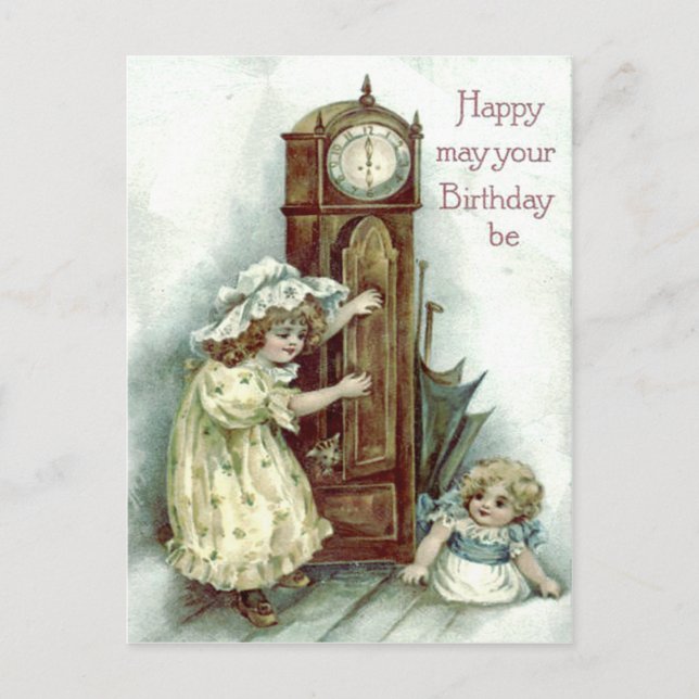 Carte Postale Horloge à pendule Kitten Enfants Mignons (Devant)